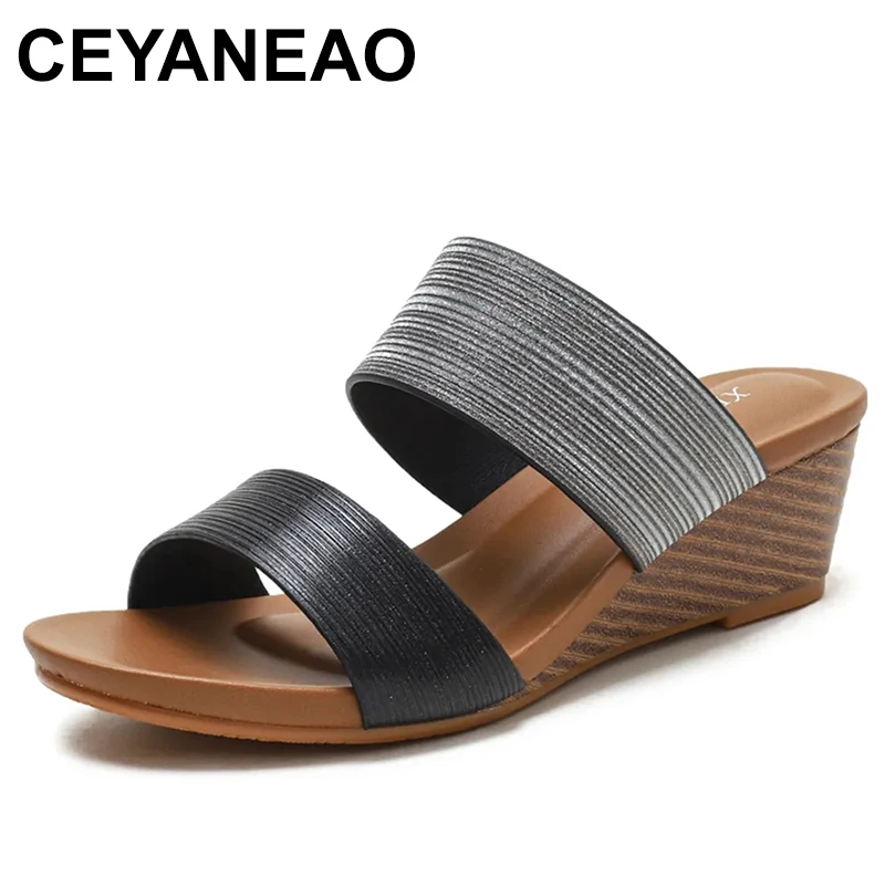 

Platform Wedges Slippers For Women Comfy Casual Slippers Comfy Slip On Roman Vintage Shoes 2023 Hot Sale Open Toe Concise