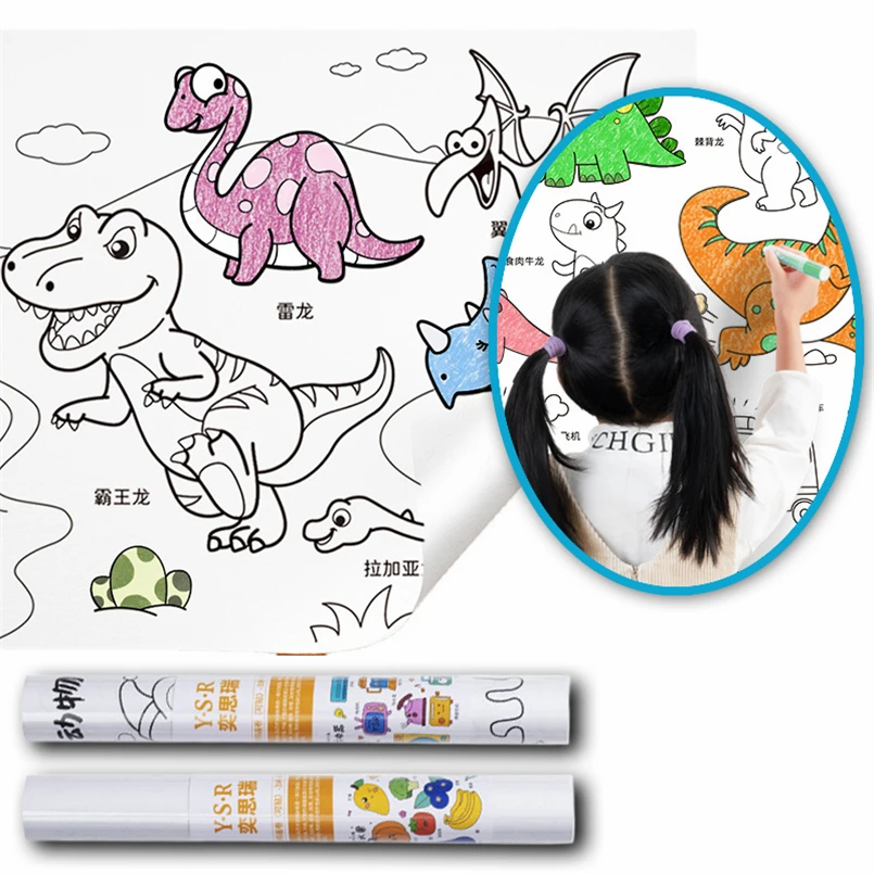 

Paintings Children Coloring Graffiti Scroll Diy Sticky Color Filling Paper Drawing Learning Games For Kids 2 4 Years Old B44W