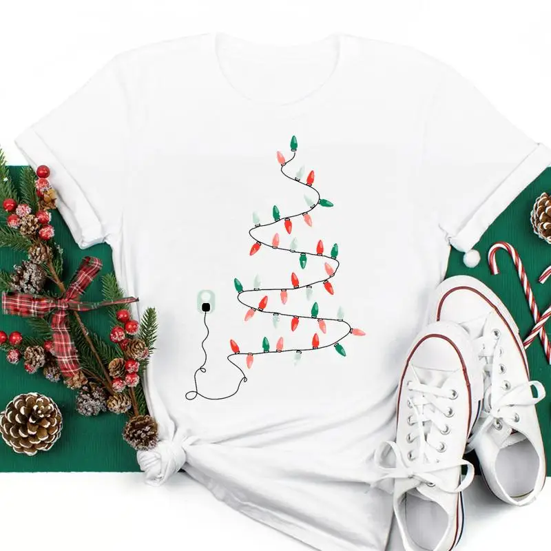 

Women New Year Vacation Merry Christmas Holiday Graphic Watercolor 90s Style Cute Tees Fashion Ladies Top Tshirt T T-shirt