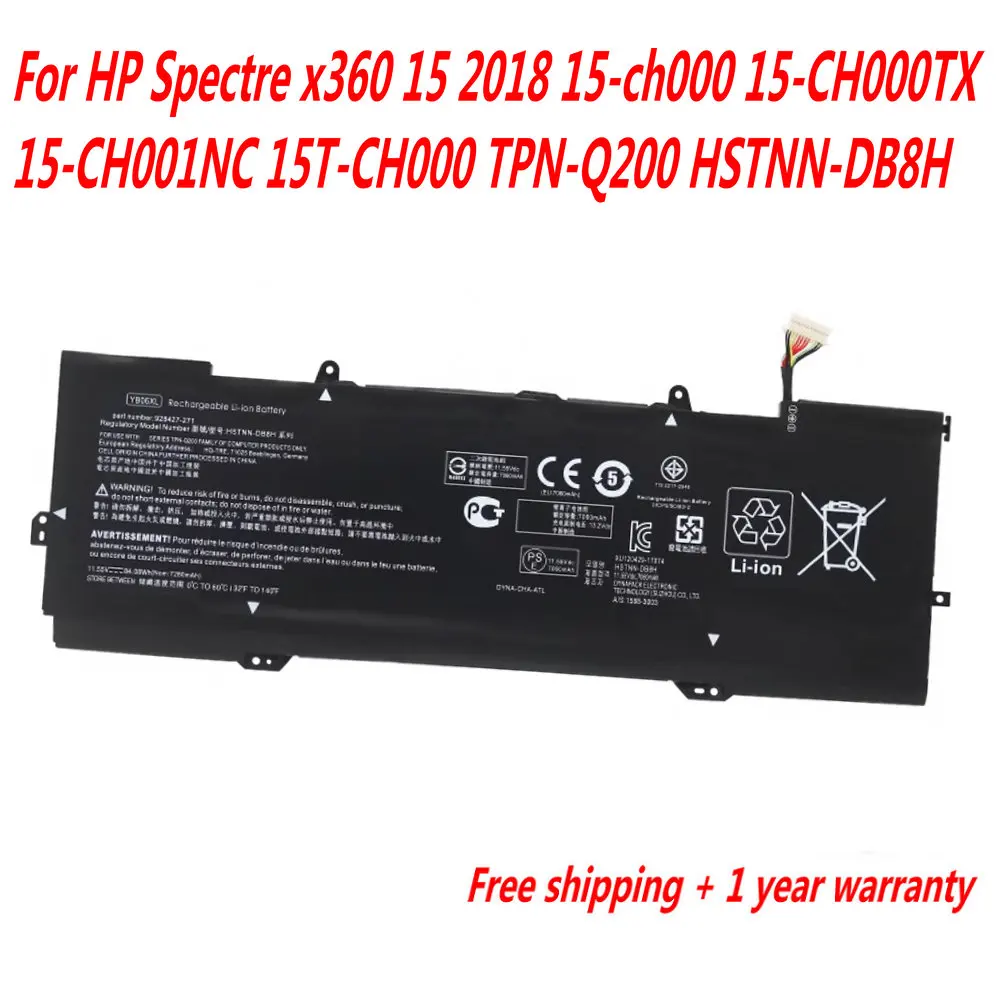 Новый аккумулятор для ноутбука YB06XL HP Spectre X360 HSTNN-DB8H 15-ch000 15-CH000TX 15-CH001NC 15T-CH000 TPN-Q200 11 55