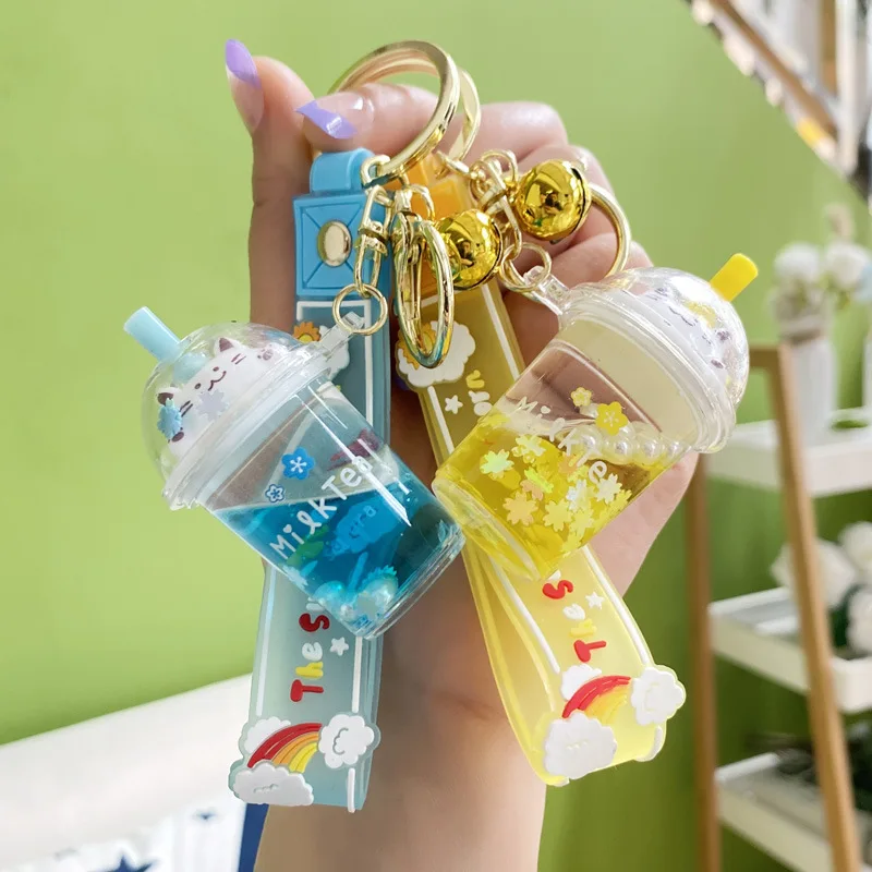 Брелок-брелок с чашкой Bubble Milk Tea жемчужный кот сумка небольшой подарочный кулон