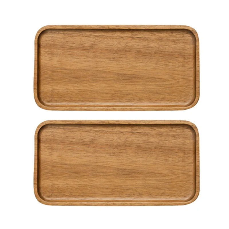 

Сервировочный поднос из акации 5X, прямоугольная тарелка из массива дерева с плоским дном, тарелка для фруктов, блюдце, чайный поднос, малень...