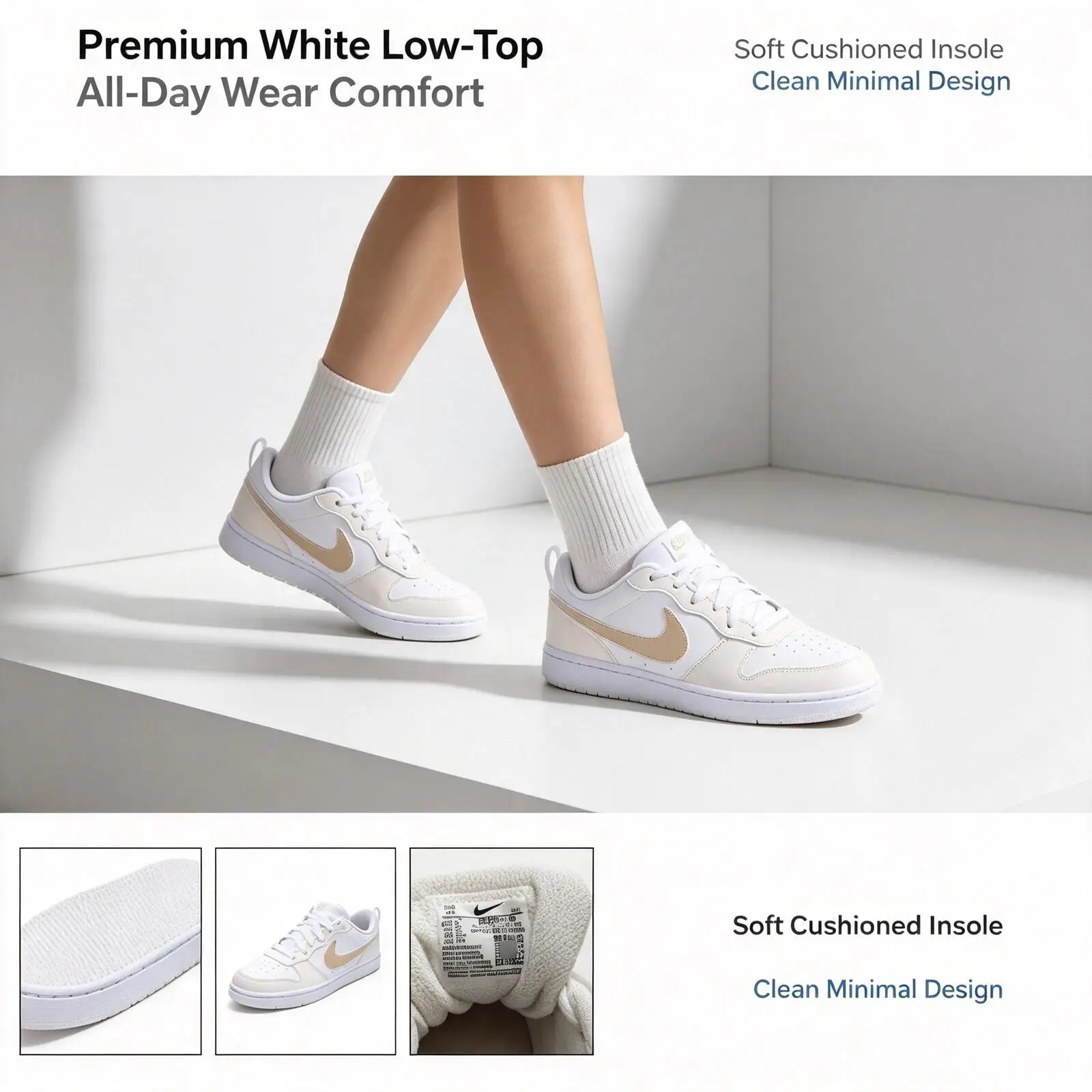 Фото Горячие женские кроссовки Nike 2026 Court Borough Low (GS) – модные и стильные низкие кроссовки IR5462-100. | 38 №1