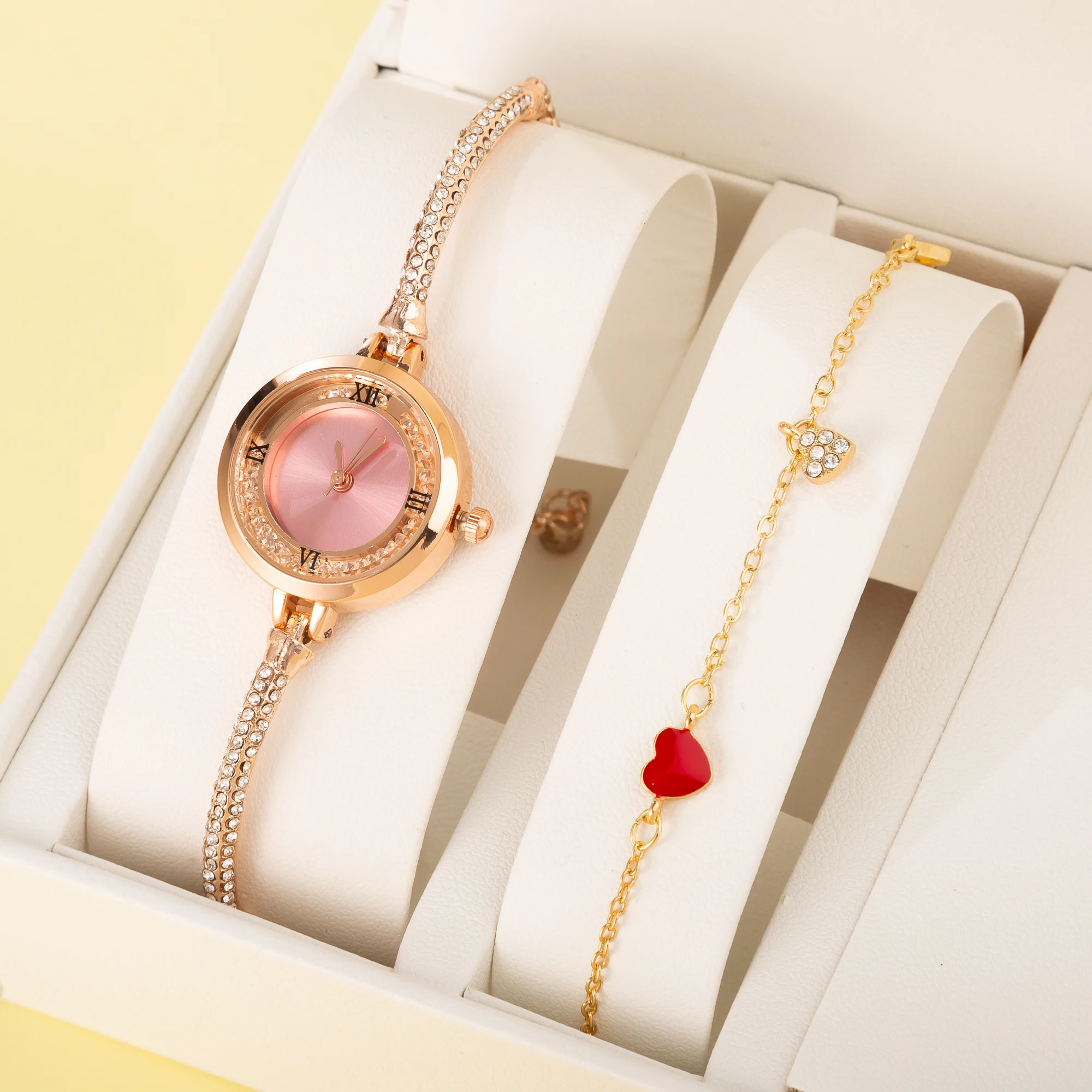 

2pcs Set reloj mujer Best Selling Product 2023 Luxury Bracelet Watch Women Ladies Fashion Wristwatch Watches For Women Gift