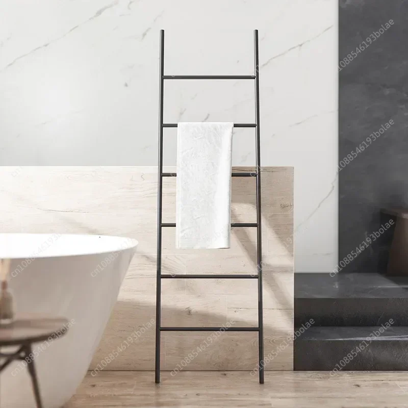Nordic towel rack minimalist bedroom iron art wall facing coat floor standing ladder shaped clothes storage