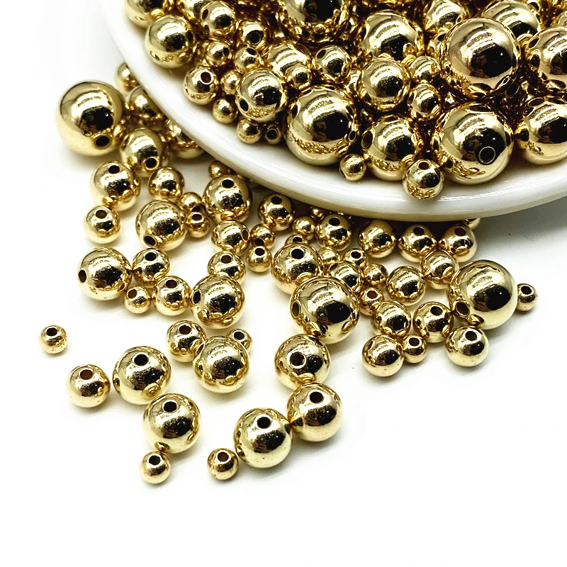 

4/6/8/10/12mm Gold Color CCB Acrylic Round Beads Spacer Loose Beads for Jewelry Making Findings Bracelet Necklace DIY