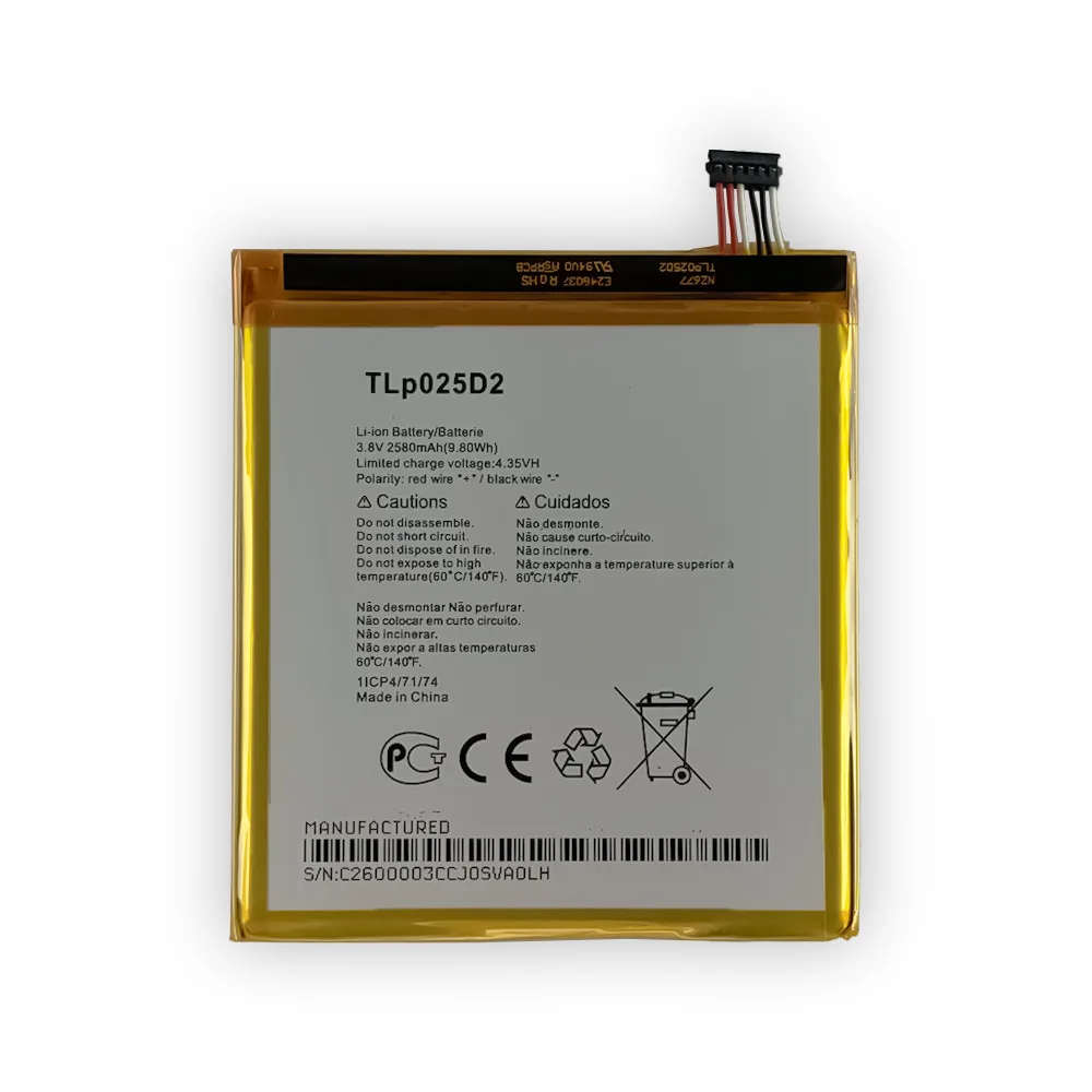 Аккумулятор TLP025D2 подходит для Alcatel PIXI 4 6 0 OT-8050 8050E 8050D 9001 9001X 50980 2580 мАч