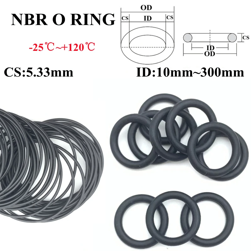 

1pcs NBR O Ring Seal Gasket CS 5.33mm ID 110~215mm Automobile Nitrile Rubber Round Shape Washer Corrosion Resist Sealing Gaskets