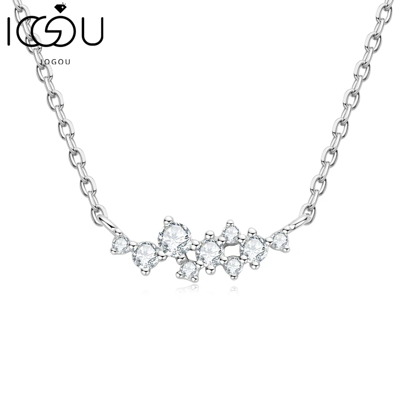 IOGOU Moissanite Necklace for Women Authentic 925 Sterling Silver Wholesale Jewelry D Color Certified Pendants Female Choker