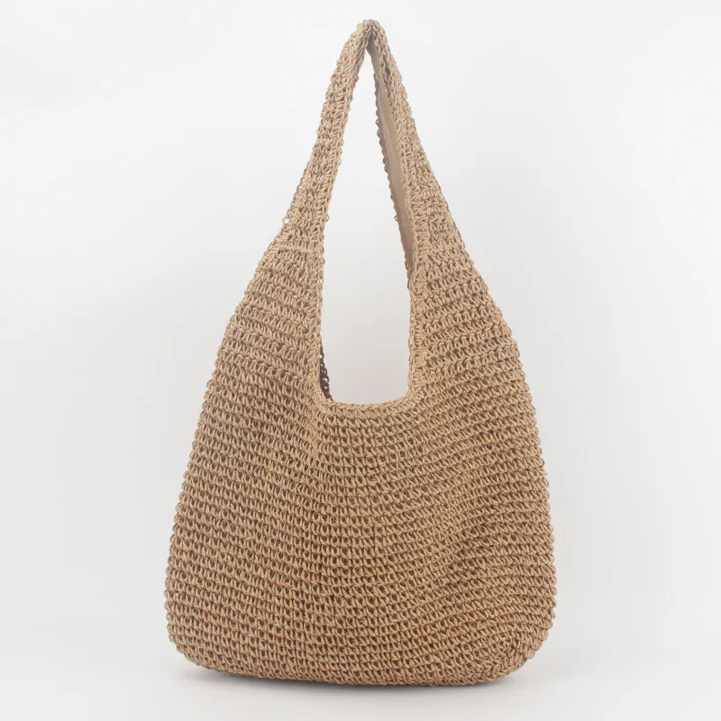 

Straw Bag for Women Large Capacity Summer Beach Holiday Bags Woven Handmade Shoulder Handbag Ladies Casual Bucket Handbags Tote