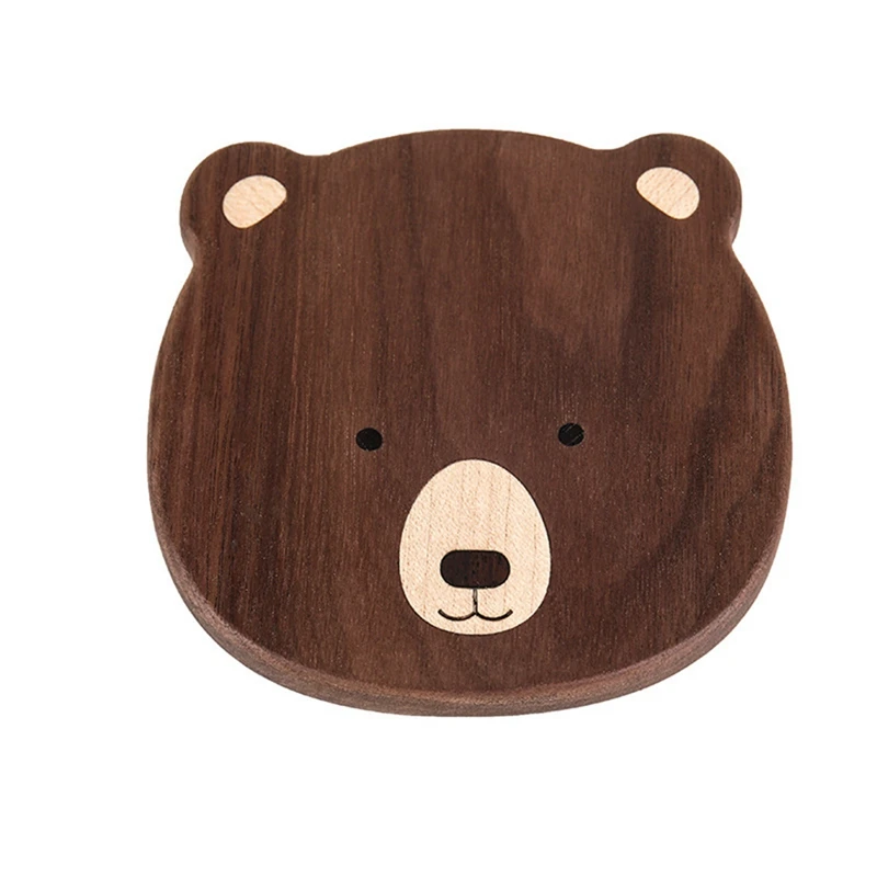 

Dinner Plate Creative Mini Bear Wooden Plate Japanese Coaster Placemat Potholder Thickened Wooden Bowl Pot Mat