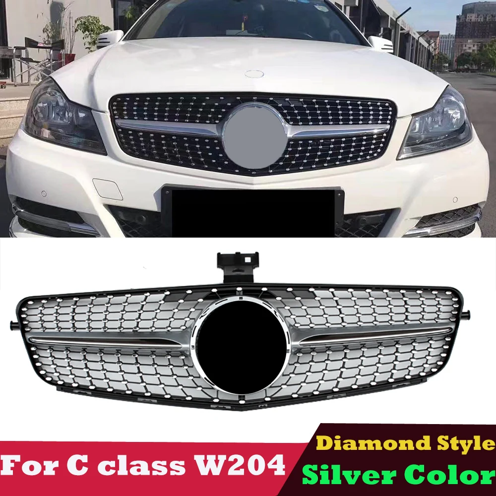 

Diamond Radiator Front Bumper Mesh Hood Grille Gril for Mercedes C Class W204 C200 C250 C300 C350 2007-2014 Sedan and Coupe