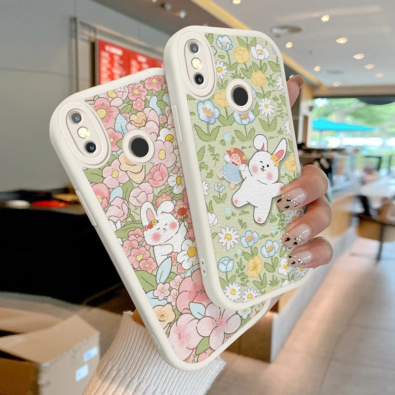 

Flower Bunny Lambskin Phone Case for Xiaomi Mi 8 8 SE 9 10 Pro 5G 11 12 Lite 4G 5G NE 11T Pro Poco X3 NFC Pro X4 GT Case