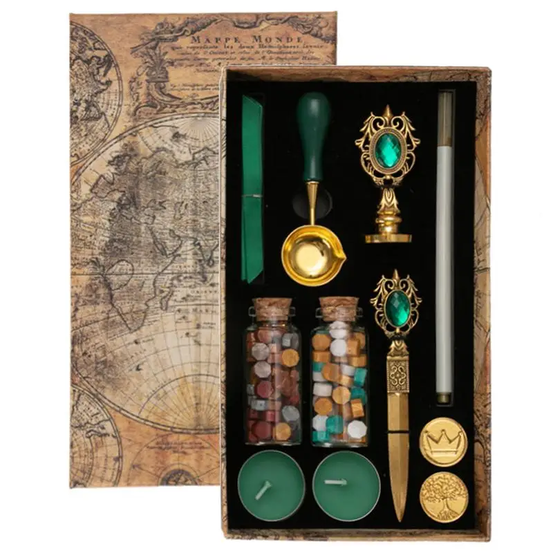 

Sealing Wax Fire Paint Tool Sealing Stamps Kit Portable Fire Paint Wax Replaceable Stamps Set For Gift Wrap Envelope Christmas
