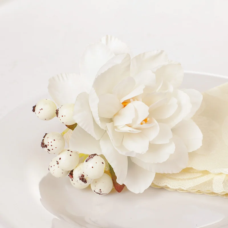 

Creative forest hotel western restaurant napkin ring simulation fake flower napkin ring napkin button hemp rope woven napkin