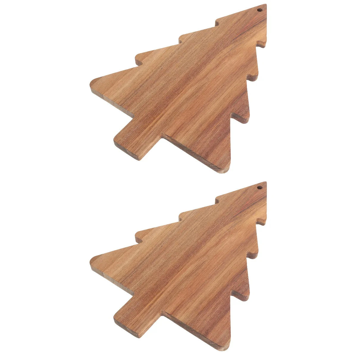 

2 PCS Christmas Tree Cutting Board Kitchen Nativity Decor Dessert Plate Wooden Fruit