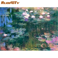 ruopoty oil painting by number for adults flower on canvas with frame diy home decoration acrylic paints drawing artwork photo