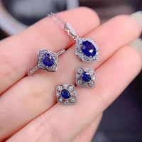 foydjew new simulation ruby sapphires jewelry sets ice flower green color treasure rings necklace exquisite and small earrings