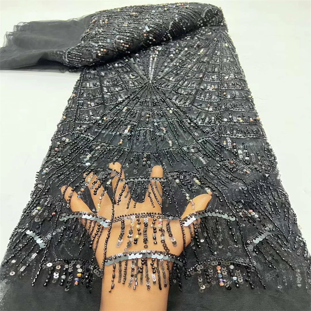 Африканская нигерийская кружевная ткань Sequence 5 ярдов кружева с вышивкой 2023