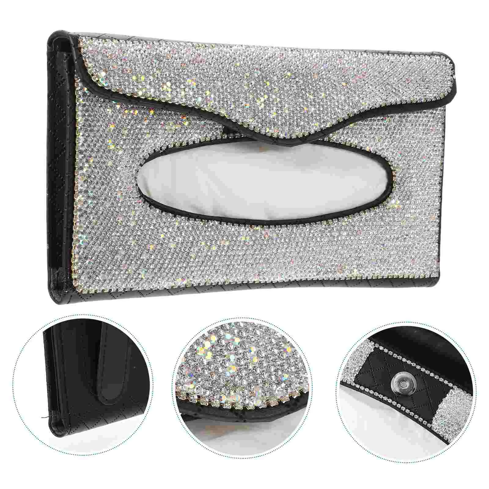 

Fashion Car Sun Visor Tissue Box Sparkling Crystal Napkin Holder Car Accessory