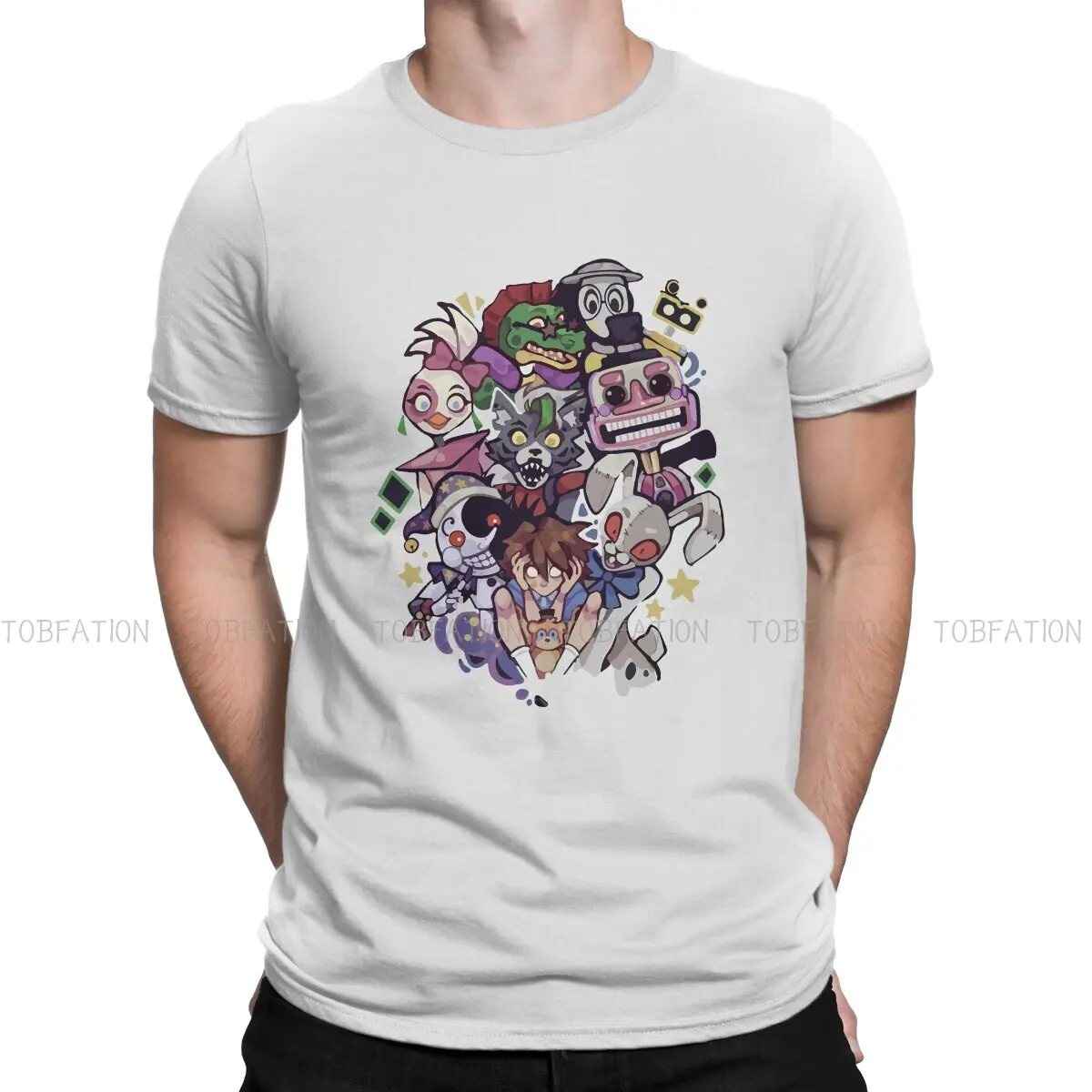

Игровая футболка FNAF для мужчин, Классическая мягкая Повседневная рубашка с рисунком из мультфильма «безопасность нарушения», модный Пушис...