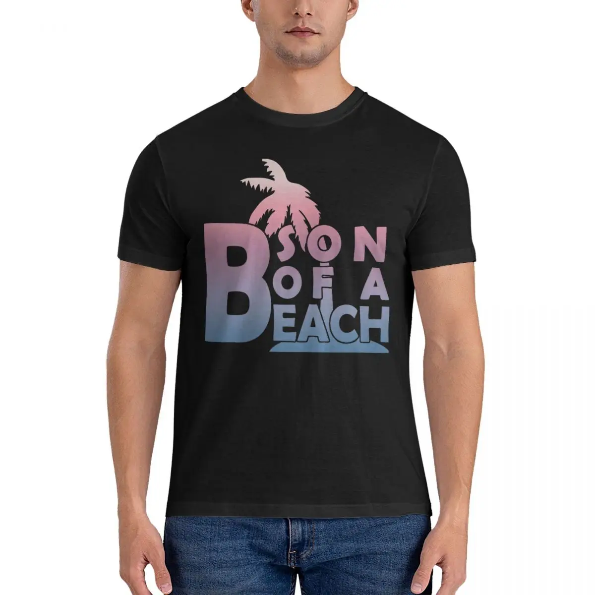 Футболка мужская с круглым вырезом коротким рукавом и принтом 100% хлопок