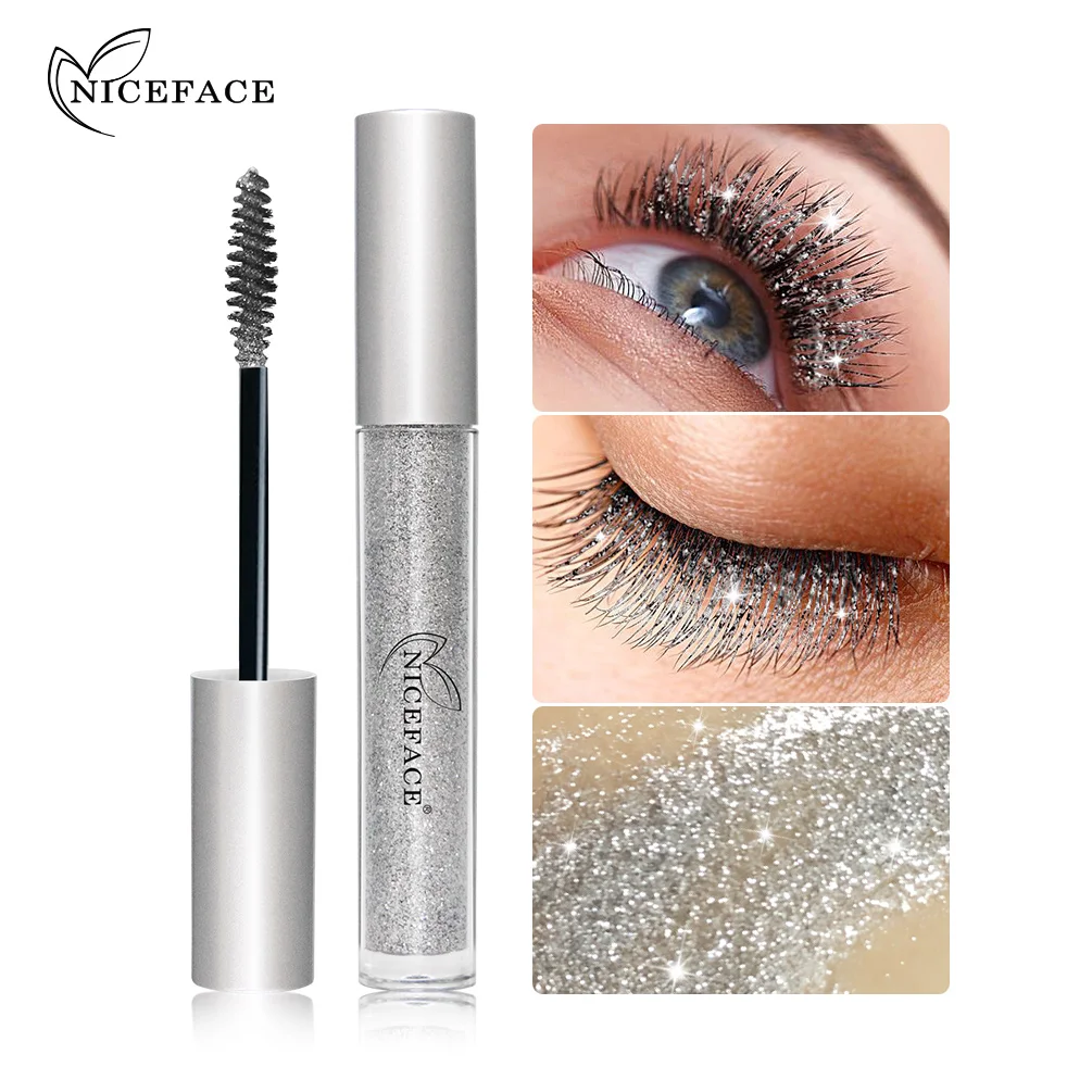 NICEFACE Diamond Glitter Mascara Fast Dry Eyelashes Curling Extension Makeup Waterproof Long-lasting Lengthens Eye Lash Mascara