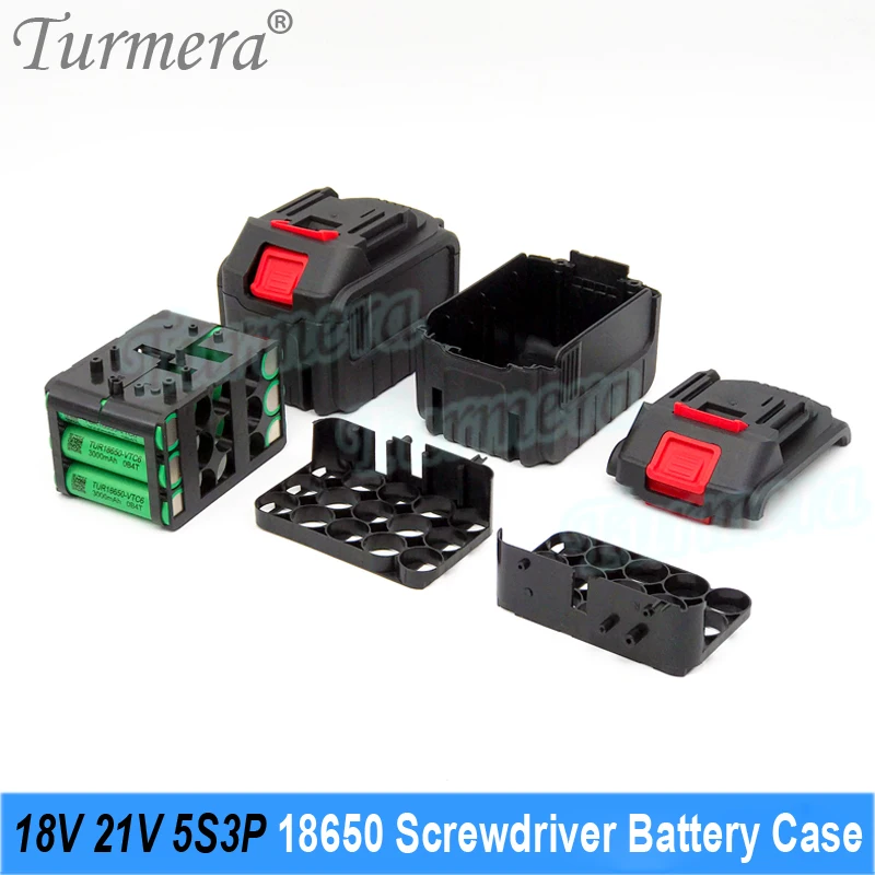 

Turmera 18V 21V Screwdriver Battery Case 35A BMS 5S3P 15X 18650 Battery Holder Weld Nickel for 6Ah 9Ah Electric Drill Shura Use