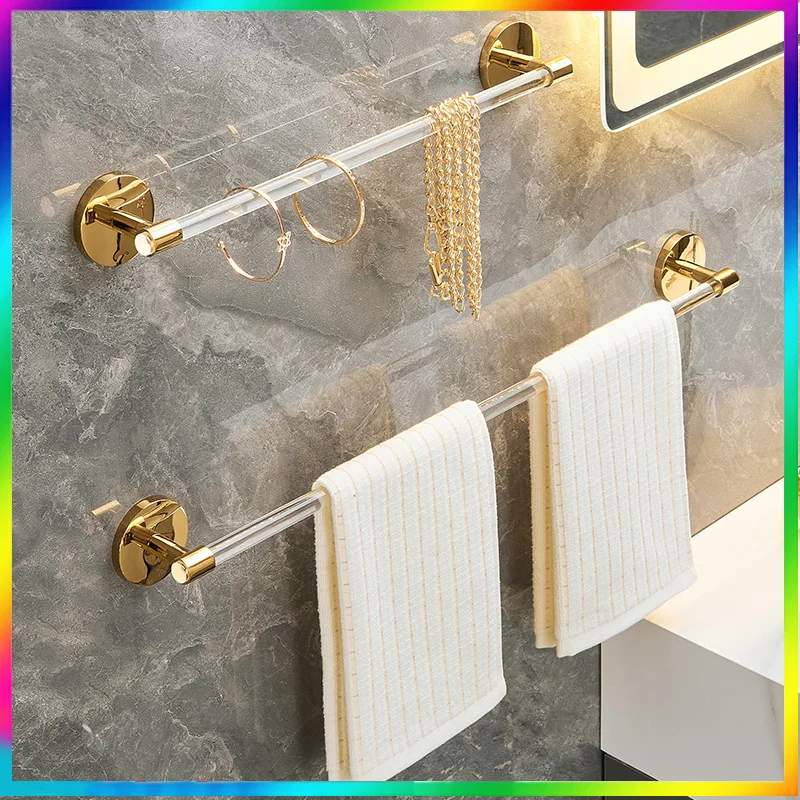 

20/30/40/50cm Acrylic Towel Holder Towel Rack Bathroom Towel Hanger Wall-mounted Towel Bar Toilet Towel Storage