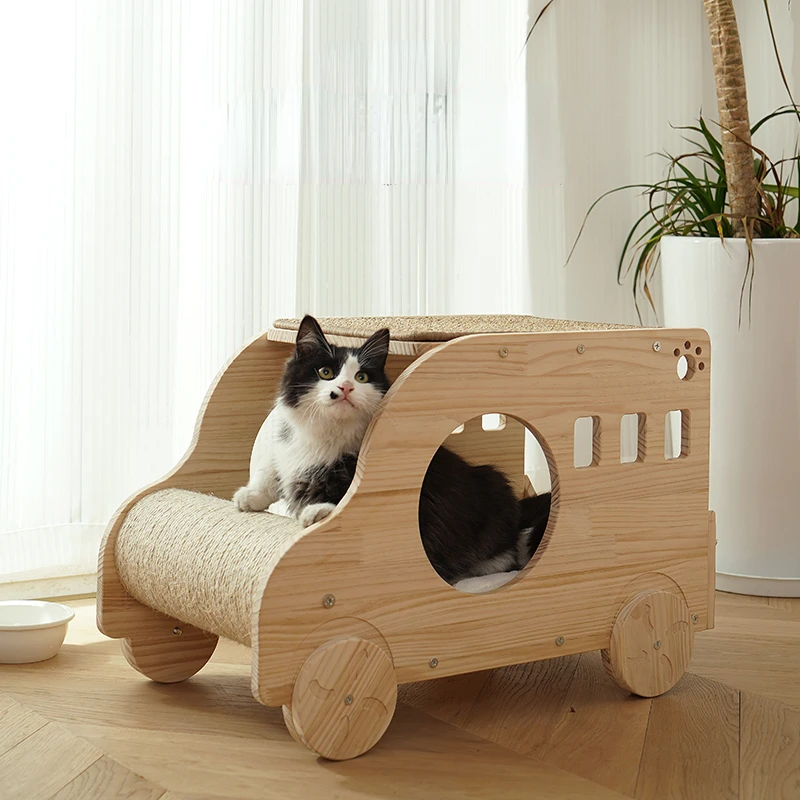 

Solid Wood Cat Litter Cat Climbing Frame Four Seasons Universal Sisal Cat Claw Board Cat Scratching Column Cat Jumping Platform