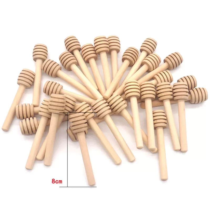 

5Pcs/Lot 8cm Long Handle Wood Honey Stir Bar Practical Honey Mixing Stick Jar Spoon Supplies For Coffee Milk Tea Kitchen Tool