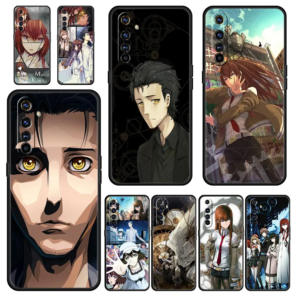 

Steins Gate Anime Phone Case For Realme 9 8 7 6 GT2 Pro Plus 5G 8i 9i C3 C21 C11 C25 Soft Silicone Black Cover Shell Fundas