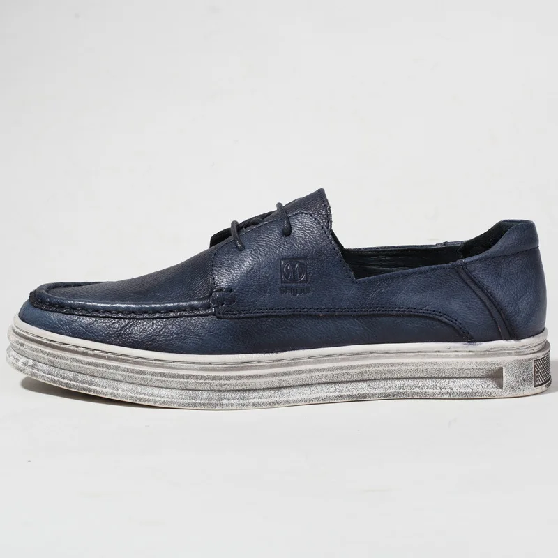 

Новые кожаные дышащие мужские повседневные туфли в стиле ретро на толстой подошве спортивные мужские туфли на мягкой подошве в британском стиле