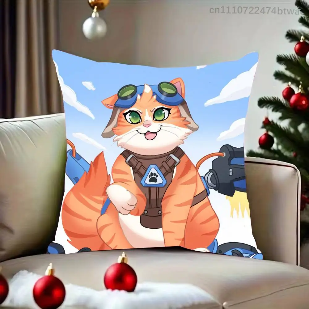 Фото Наволочка O-Overwatch Fika Jetpack Cat с принтом для гостиной, спальни, отеля, декоративная наволочка с рисунком и защитой от загрязнений №3