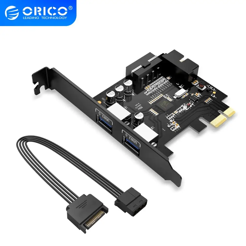 

ORICO PCI-E USB 3.0 HUB Controller Adapter Card USB 3.0 PCI-E Expansion Card Adapter with 15Pin Power Supply PCI-E Extender Card