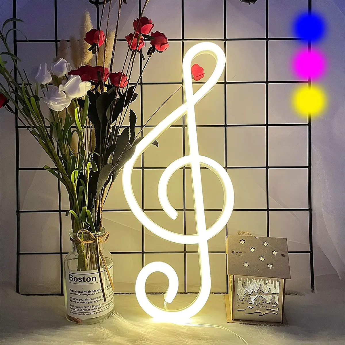 

LED Music Note Neon Light Battery/USB Powered Colorful Neon Lamp Wall Mounted Music Note Nightlight Decorative Table Light