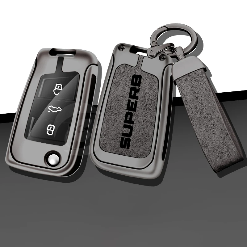 

Zinc Alloy Car Remote Key Case Cover for Skoda Superb 2 3 Protection Key Holder Shell Keychain Keyless Interior Accessories