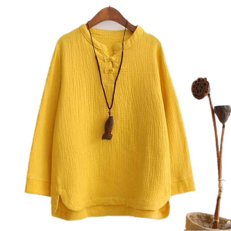 

Spring Autumn Casual Blouse Woman Summer Clothes Long Sleeve Cotton Linen Tops New Fashion Soft Loose Comfortable Women Shirts