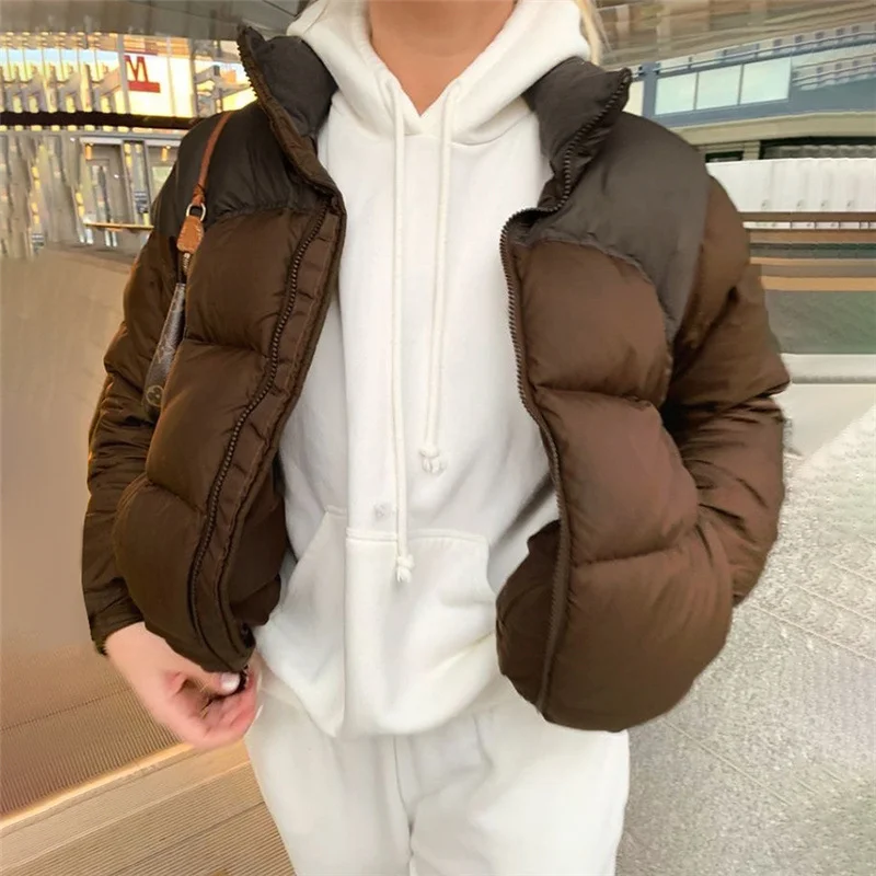 Bubble Coat Stand-up Collar Contrast Stitching Slim Slimming Short Winter and Autumn Women's Thick Down Jacket Parkas Mujer