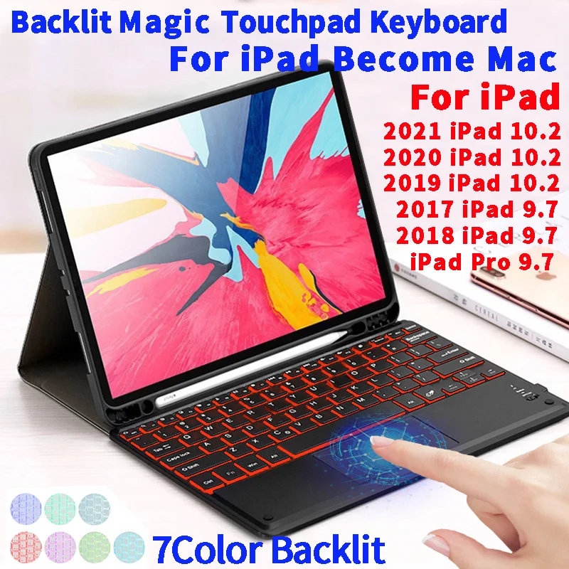 

Для Apple iPad 10,2 2021 2020 2019 Волшебная клавиатура чехол для телефона 2018 Pro 9,7 с подсветкой и тачпадом чехол для клавиатуры