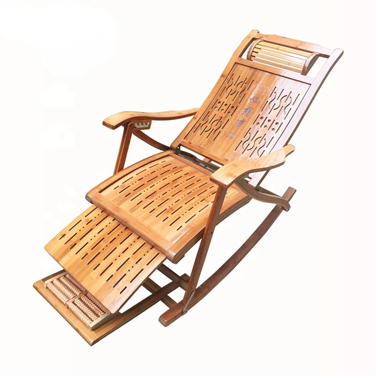 Lounging Rocker Deck Relaxing Recliner Lounger Seat Indoor Outdoor Antique Bamboo Rocking Chair