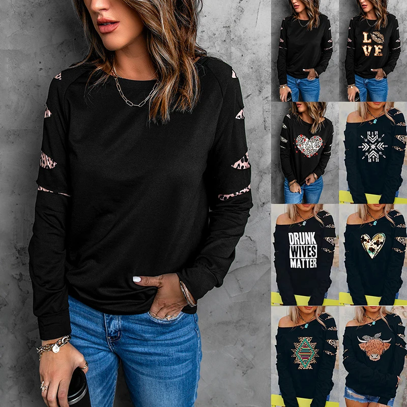 

Женский Свободный Топ с длинным рукавом, Повседневная футболка с круглым вырезом, модель SJ089 на весну/лето, 2022