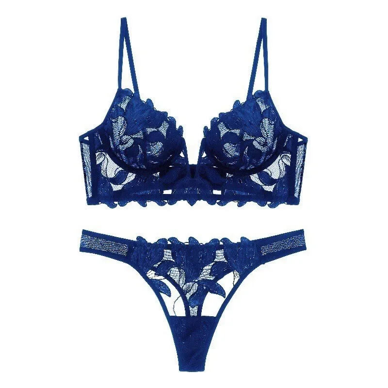 Комплект женского кружевного нижнего белья, элегантный сексуальный комплект с бюстгальтером, Прозрачное нижнее белье, вентилируемый Женский комплект с бюстгальтером и трусиками (art.: 3920c8582b60b) - 3920c8582b60b