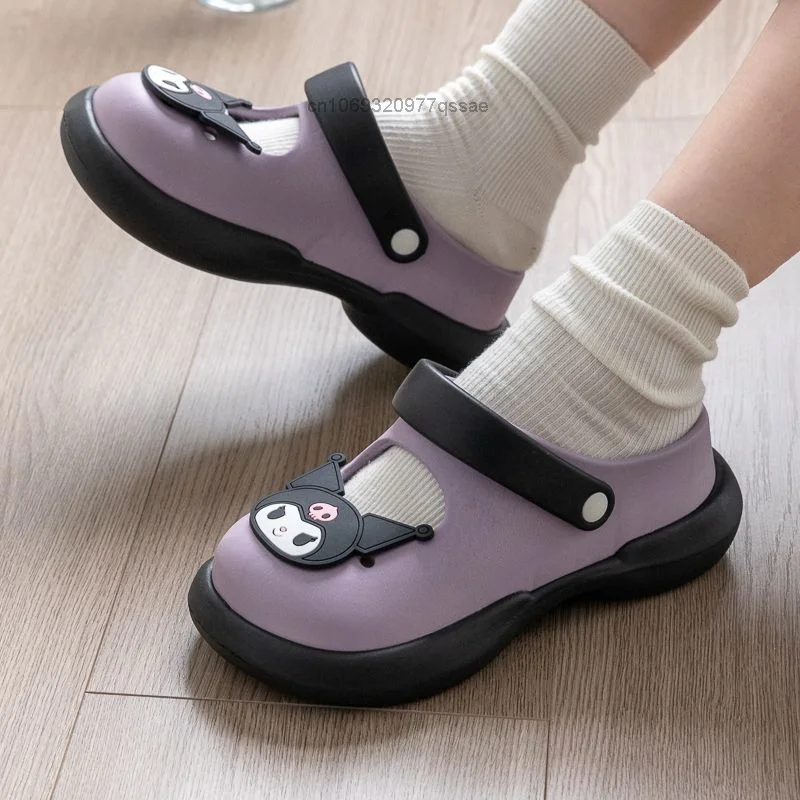 Сандалии Sanrio унисекс повседневные Нескользящие шлепанцы с толстой подошвой Kuromi