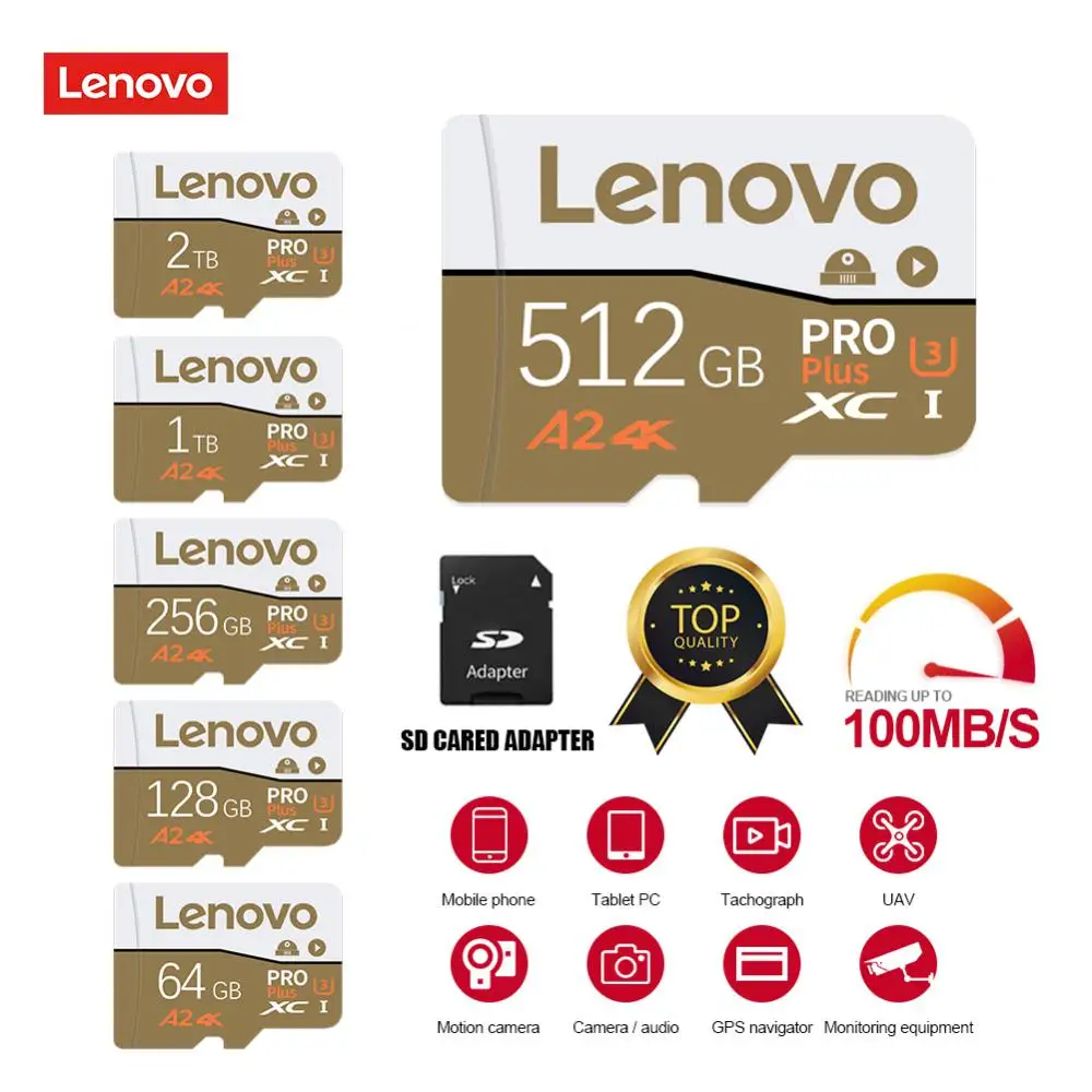 

Lenovo Micro TF SD карты памяти класса 10 128 ГБ U3 4K высокая скорость 2 ТБ 1 ТБ флэш-память TF Mecard C10 для смартфона/компьютера