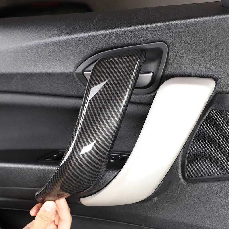 

For BMW 1 Series 2 Series F22 2012-18 Inner Door Handle Protective Cover Sticker ABS Carbon Fiber Style Car Interior Accessories