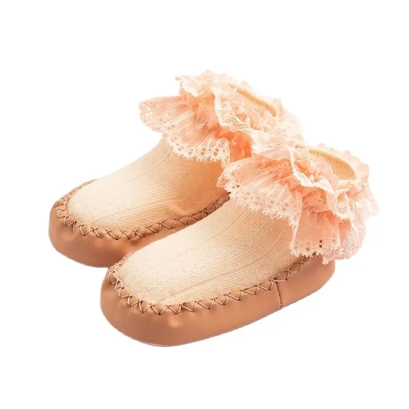 Baby Anti Slip Leather Sock Shoes Child Boots Newborn Infant Toddler Girl Spring Cotton Lace Crib Shoes First Walker images - 6