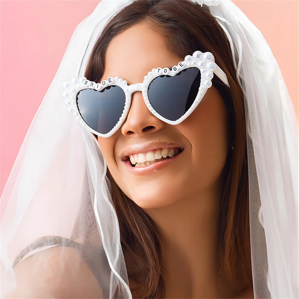 

Heart Shape Sunglasses for Women Wedding Gifts for Guests Pearl Heart Shaped Sun Glasses Bachelorette Bridal Shower Party Favors