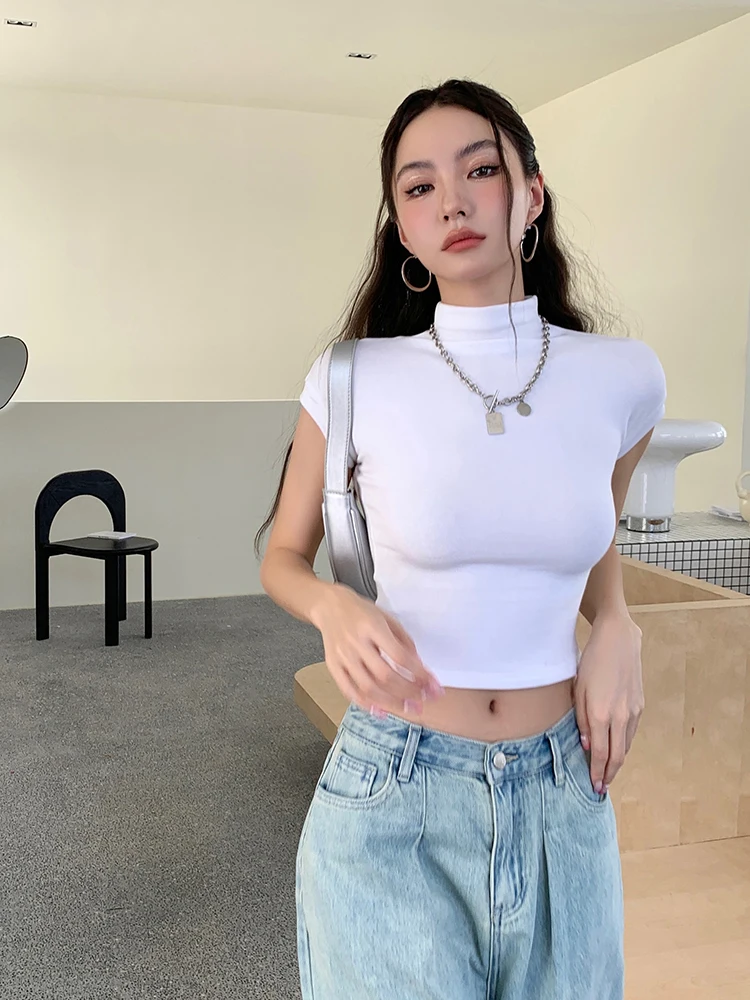 

Футболка женская с коротким рукавом и ложным воротником, в стиле кэжуал