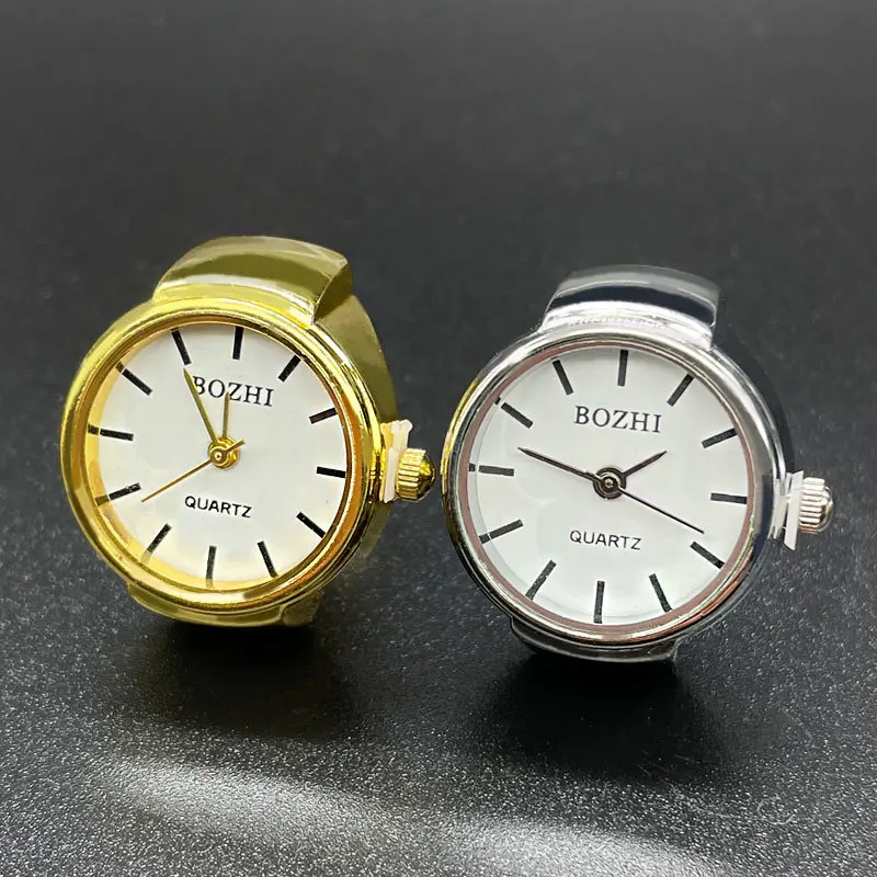 

Luxury Gemstone Ring Clock Elastic Stretchy Quartz Watches Rings for Women Ladies Finger Hour Functional Vintage Pocket Jewelry
